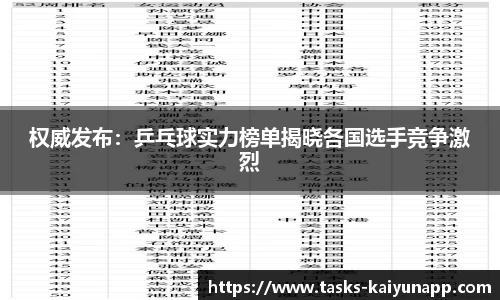 权威发布：乒乓球实力榜单揭晓各国选手竞争激烈